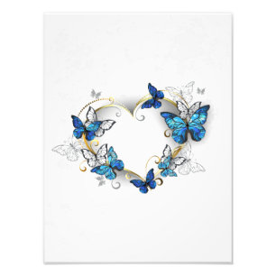 Impression Photo Coeur bijoux avec papillons Morpho