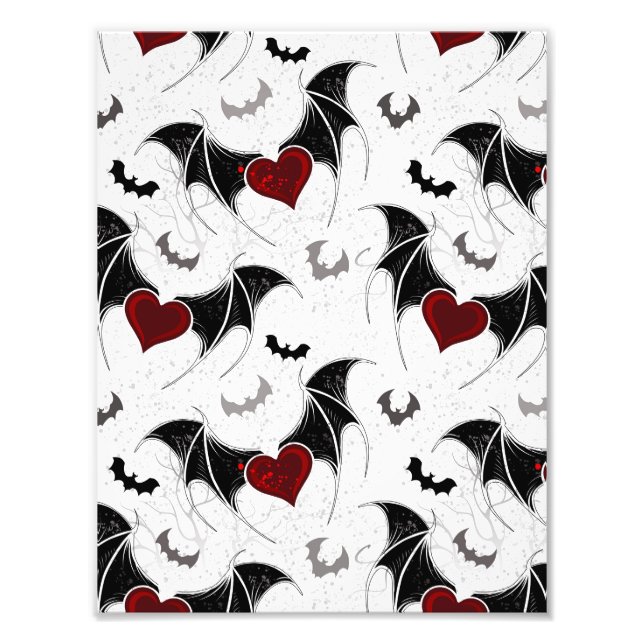Impression Photo Coeur d'Halloween avec ailes de chauve-souris noir (Devant)