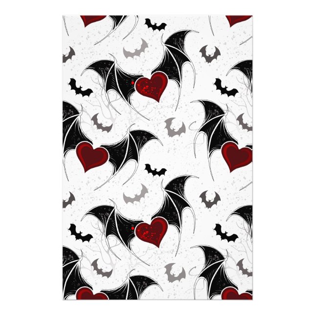 Impression Photo Coeur d'Halloween avec ailes de chauve-souris noir (Devant)