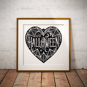 Impression Photo Cœur d'Halloween, Forme de cœur noir, Vacances