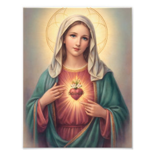 Impression Photo Cœur douloureux et immaculé de Marie catholique