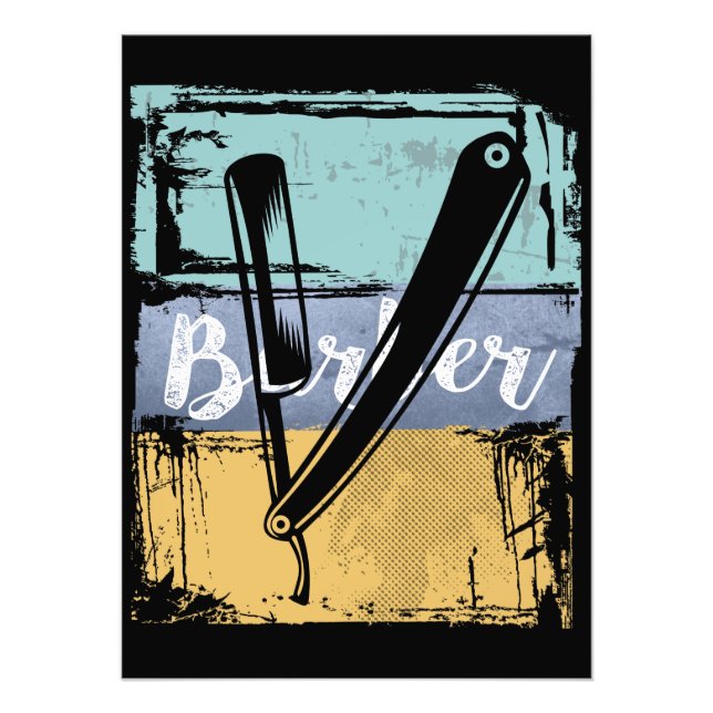 Impression Photo Coiffeur de coiffure - Razor Vintage rétro (Devant)