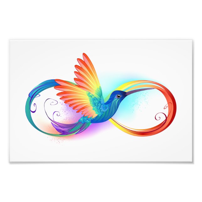 Impression Photo Colibri arc-en-ciel avec symbole Infinity (Devant)