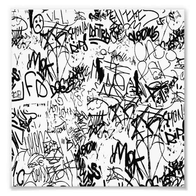 Impression Photo Collage Abstrait Graffiti Noir et Blanc (Devant)