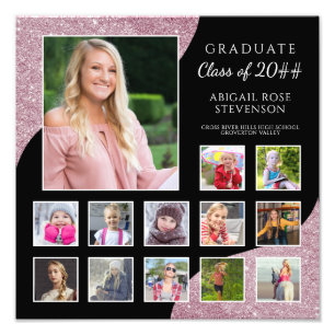 Impression Photo Collage de photos de diplôme K-12 Rose Gold