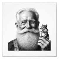 Compagnons Joyeux : Homme âgé et Chipmunk Wall Art
