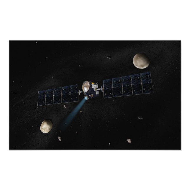 Impression Photo Concept artistique de l'engin spatial Dawn en orbi (Devant)