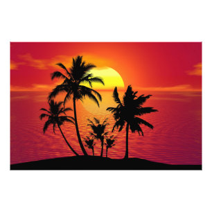 Impression Photo Conception de silhouette de palmiers au coucher du