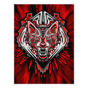 Impression Photo Conception de totem tribal Haida Loup