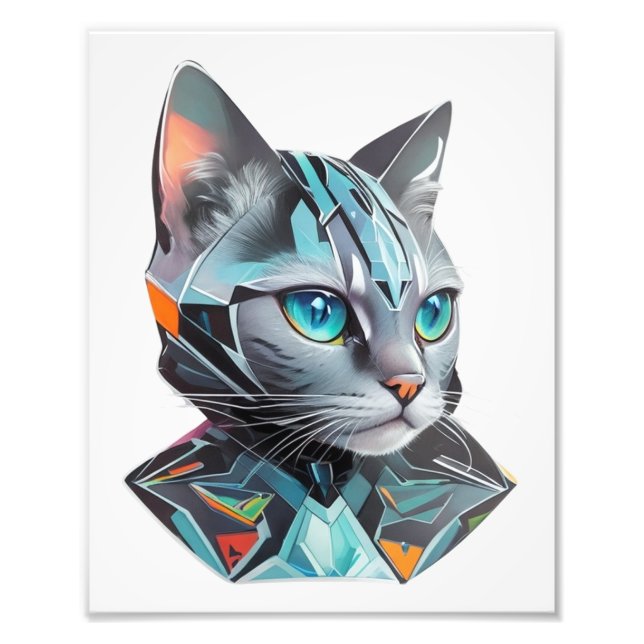 Impression Photo Conception géométrique futuriste des chats (Devant)