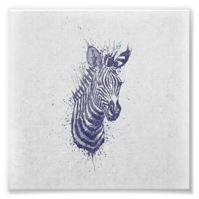 Impression Photo Cool zèbre animal aquarelle peinture (Devant)