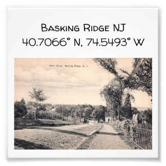 Impression Photo Coordonnée de la carte NJ de Basking Ridge 1906 St