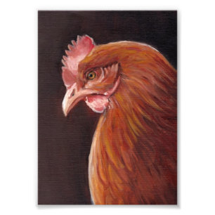 Impression Photo Copie rouge de portrait d'art de poule