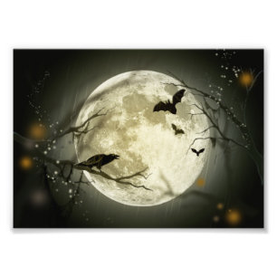 Impression Photo Corneilles Éffrayantes de la Lune d'Halloween