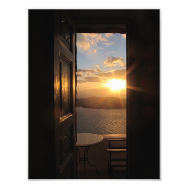 Impression Photo Coucher de soleil à Santorin (Devant)