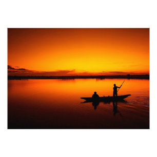 Impression Photo Coucher de soleil, bateau d'aviron Silhouette-1649