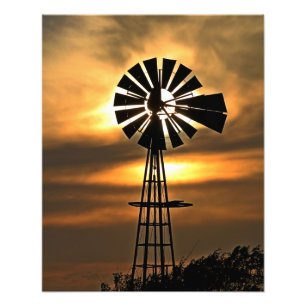 Impression Photo Coucher de soleil coloré du Kansas avec nuages et