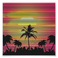 Coucher de soleil des Caraïbes Vaporwave Esthétiqu