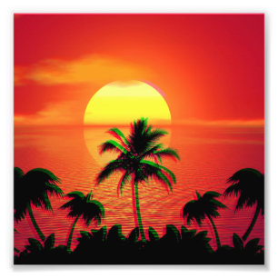 Impression Photo Coucher de soleil des Caraïbes Vaporwave Esthétiqu