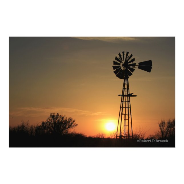 Impression Photo Coucher de soleil du Kansas avec Silhouette de mou (Devant)