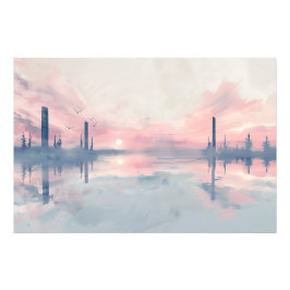 Impression Photo Coucher de soleil paisible Aquarelle Imprimer : Ar