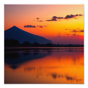 Impression Photo Coucher de soleil paisible du lac Mountain