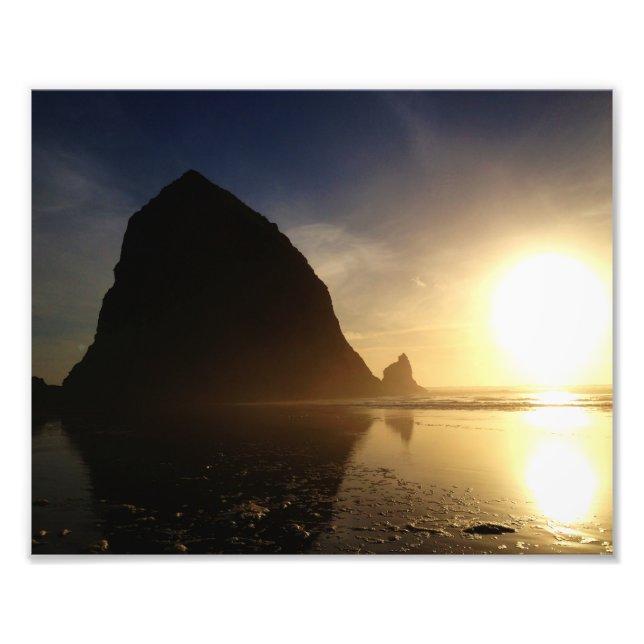 Impression Photo Coucher de soleil sur Cannon Beach, Oregon (Devant)