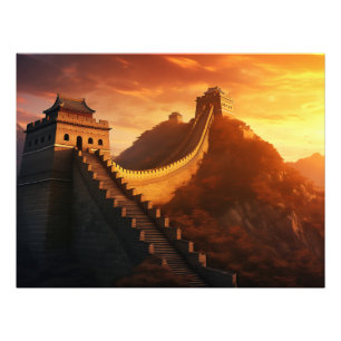 Impression Photo Coucher de soleil sur la Grande Muraille de Chine 