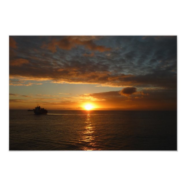 Impression Photo Coucher de soleil sur la mer II (Devant)