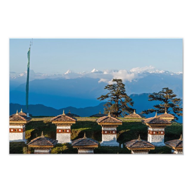 Impression Photo Coucher de soleil sur le col de Dochula - Bhoutan, (Devant)