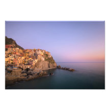 Coucher de soleil sur le village de Manarola dans
