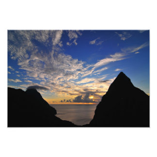 Impression Photo Coucher de soleil sur les Pitons