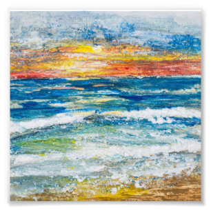 Impression photo - Coucher de soleil sur les vague