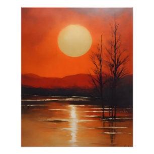 Impression Photo Coucher De Soleil Tranquille Sur Le Lac Calme