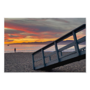 Impression Photo Couleur de coucher de soleil vif - Marina Del Rey,