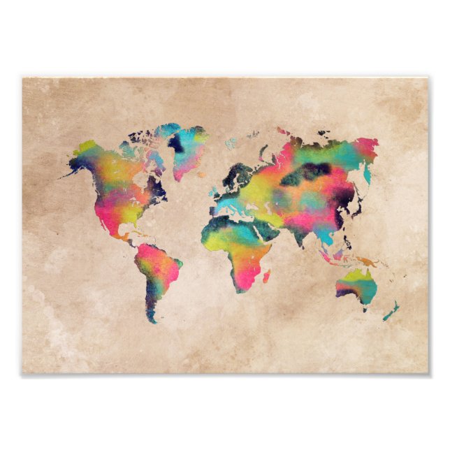 Impression Photo couleur de la carte mondiale (Devant)
