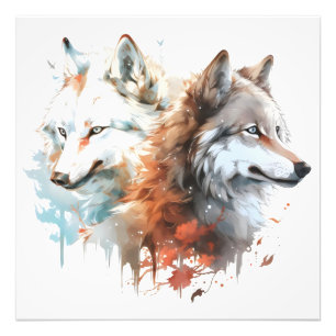 Impression Photo Couple Aquarelle Nature Loup