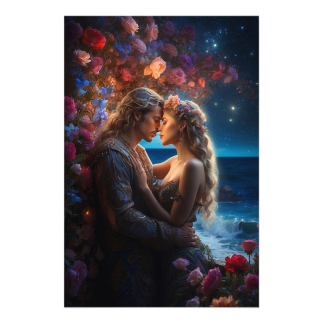 Impression Photo *~* Couple Imaginaire de mer Romance AP51 Fleur (Devant)