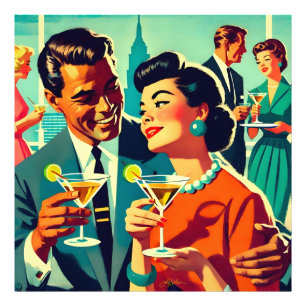 Impression Photo Couples de fête cocktail du milieu du siècle - Mi