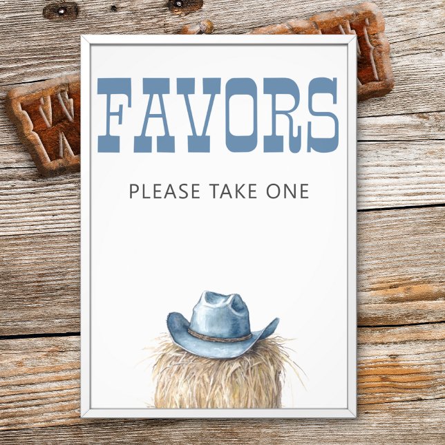 Impression Photo Cowboy Casquette Bleu Occidental Baby shower Favor (Créateur téléchargé)