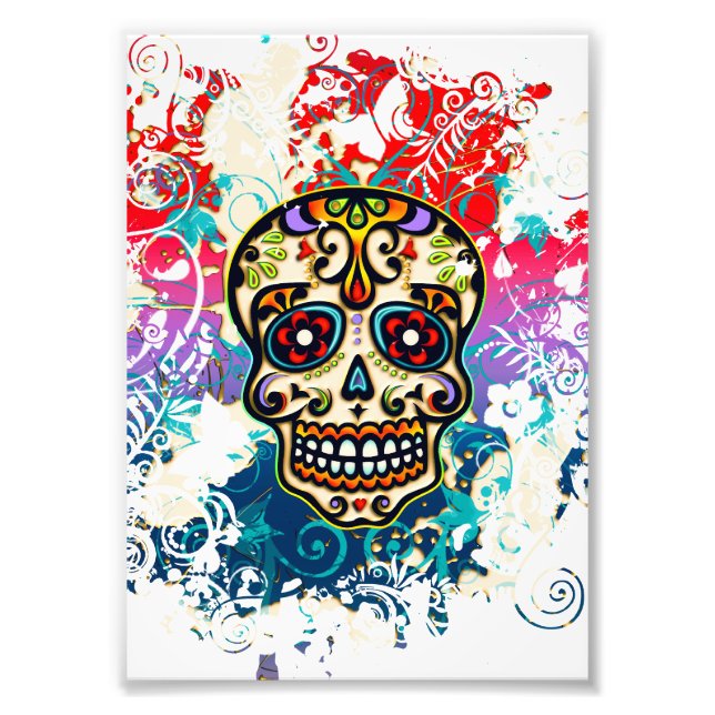 Impression Photo Crâne à sucre, Mexique, Dias de los Muertos (Devant)