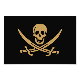 Impression Photo Crâne et Cutlass d'or aztèque Pirate Calico Jack
