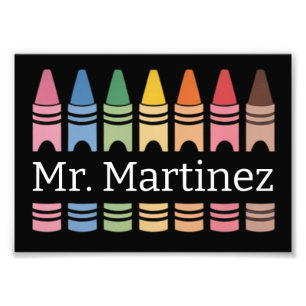 Impression Photo Crayon Personnalisé Nom de l'enseignant Mignon Ret