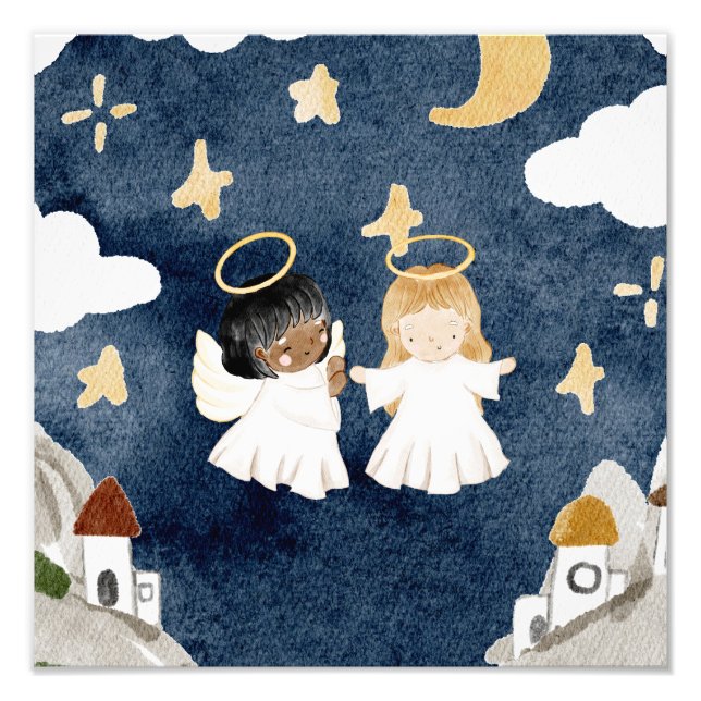 Impression Photo Crèche de Noël à l'aquarelle (Devant)