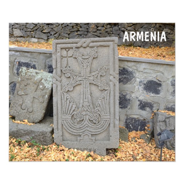 Impression Photo Croix de pierre antique (khachkars) en Arménie (Devant)