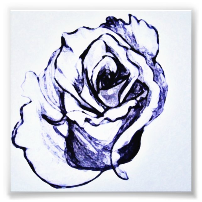 Impression Photo Croquis de fleur de rose à la main (Devant)