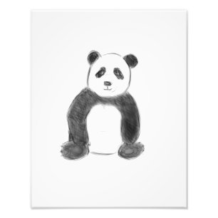 Impression Photo Croquis de panda en noir et blanc
