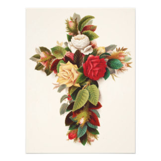Impression Photo Cross of roses, Victorian era illustration