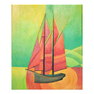 Impression Photo Cubist bateau à voile Abstrait Art géométrique