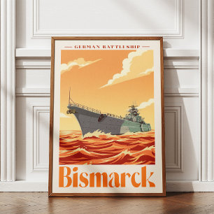 Impression Photo Cuirassé allemand Bismarck - Affiche navale vintag